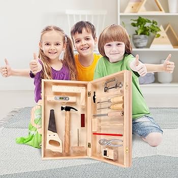 houten speelgoed gereedschapskist