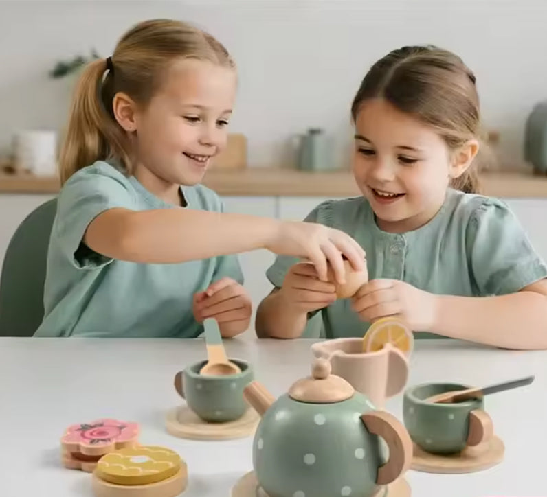 houten speelgoed theeservies